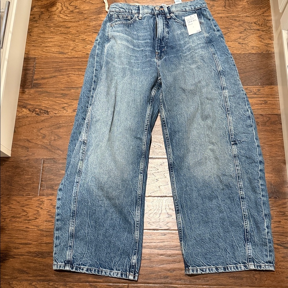 Good American High-Rise Wide Leg Jeans - Washed Blue